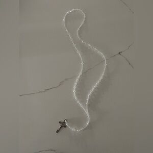 White/clear crystal beaded handmade rosary